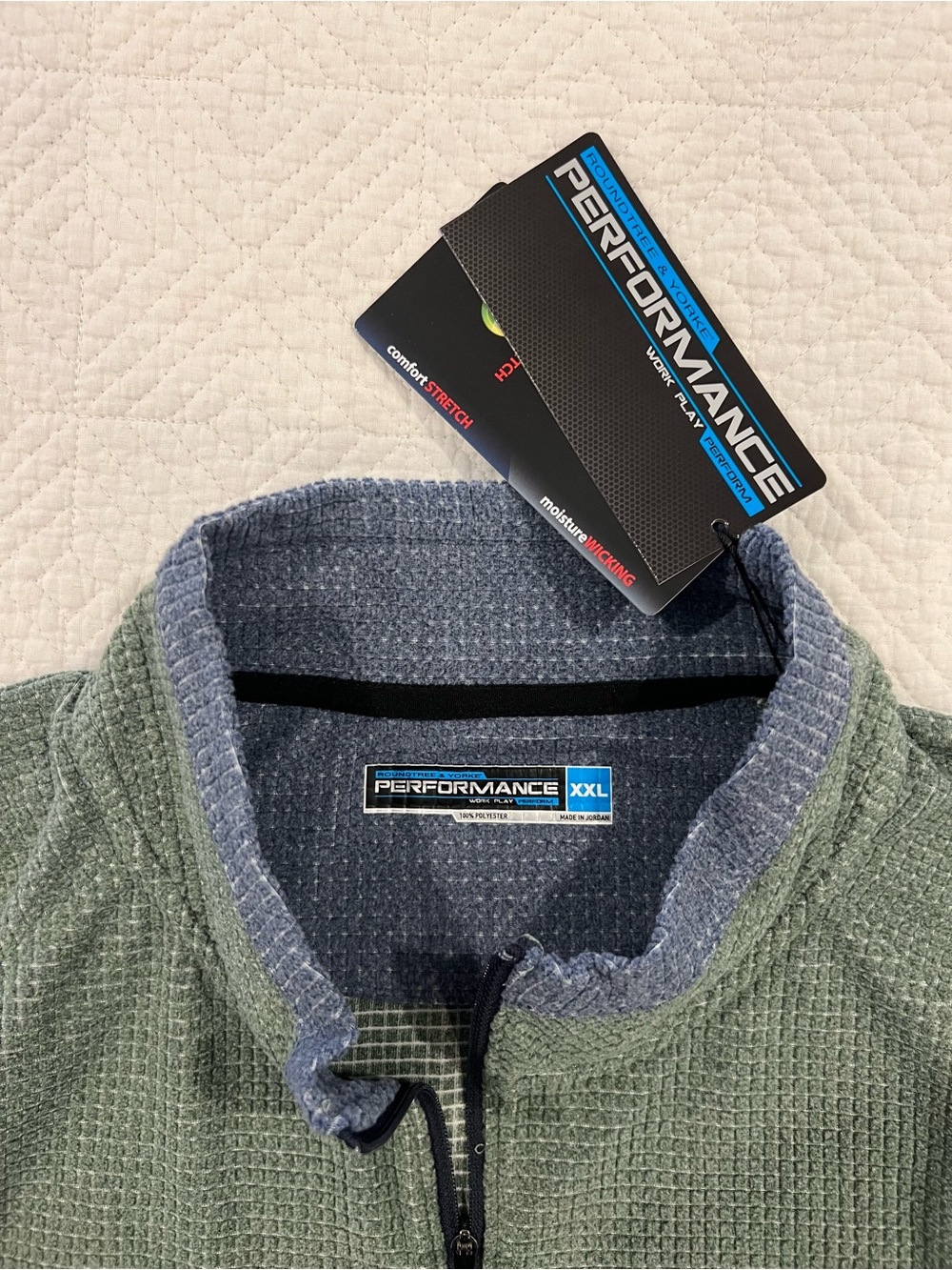 NWT Roundtree & Yorke Men’s 2XL Performance 1/4 Zip Waffle Knit Pullover